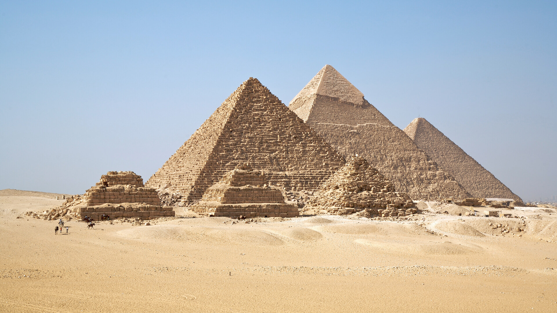 The Pyramids of Giza in the Egyptian desert