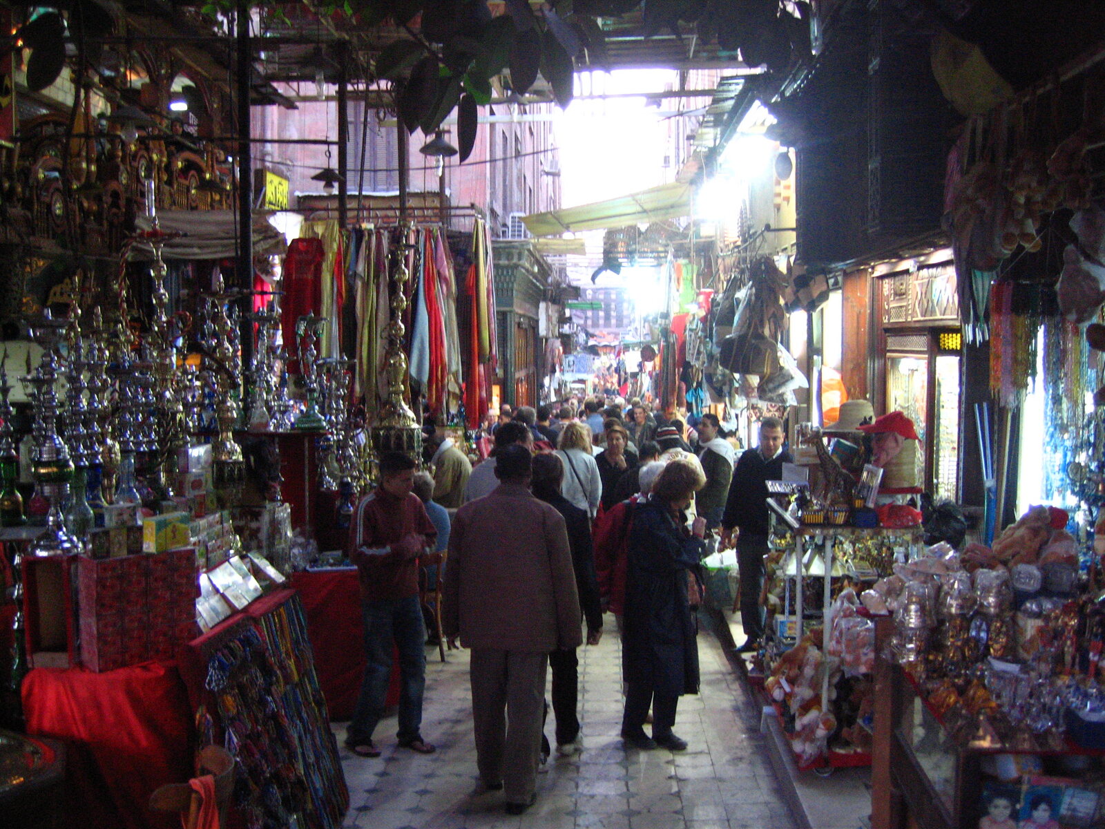 A lantern-lined passage in Khan el-Khalili market
